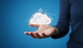 Hand holding cloud computing with digital arrows Royalty Free Stock Photo