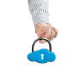 Hand holding cloud shape lock Royalty Free Stock Photo