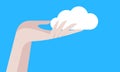 Hand holding cloud. Cloud technology and networking concept. Web cloud technology business. Internet data services. Cloud in Royalty Free Stock Photo