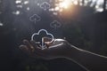 Hand is holding cloud uploading data on the Internet online.network,media,keyword,Digital Web,