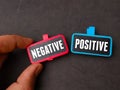 NEGATIVE POSITIVE on black background Royalty Free Stock Photo