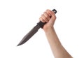 Hand holding combat knife