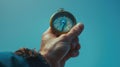 The hand holding the compass.AI generated image Royalty Free Stock Photo