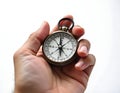 Hand Holding Compass Isolated White Background Direction Concept Royalty Free Stock Photo