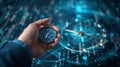 Hand Holding a Digital Compass. AI generated Royalty Free Stock Photo