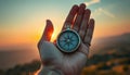Hand holding a compass pointing to the right Royalty Free Stock Photo