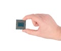 Hand holding a computer CPU chip. Royalty Free Stock Photo