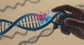 Hand Holding Corrupted Digital DNA Helix System Failure and Data Glitch Instability Royalty Free Stock Photo