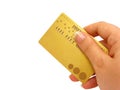 Hand holding credit card (clipping path included)