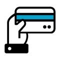 Hand holding a Credit Card Icon. Eps10 Vector