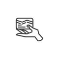 Hand holding credit card line icon Royalty Free Stock Photo