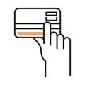Hand holding credit card line style icon vector design Royalty Free Stock Photo