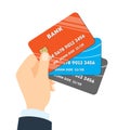 Hand holding credit cards. Royalty Free Stock Photo