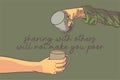 Hand holding cup motivation concept vector illustration Royalty Free Stock Photo