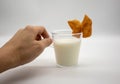 Hand holding a cup of soy milk Royalty Free Stock Photo