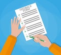 Hand holding customer survey paper