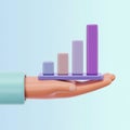 Hand Holding 3D Bar Chart Representing Business Growth and Data Analysis Royalty Free Stock Photo
