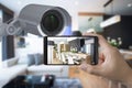 Mobile connect with security camera Royalty Free Stock Photo