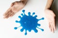 Hand Holding Dark Blue Slime, Homemade Toy Make You Feel Stretching and Mucilage When Playing Royalty Free Stock Photo