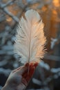 Hand holding a delicate feather depicting lightness