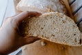 Delicious piece of homemade no-knead bread Royalty Free Stock Photo