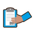 hand holding delivery clipboard code bar