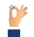 Hand holding dice. Gambling concept vector illustration