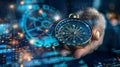 Hand Holding a Digital Compass. AI generated Royalty Free Stock Photo