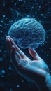 A Hand Holding a Digital Representation of a Human Brain Royalty Free Stock Photo
