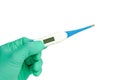 Hand holding digital thermometer Royalty Free Stock Photo