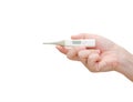 hand holding digital thermometer Royalty Free Stock Photo