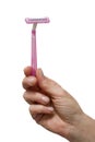 Hand holding disposable razor