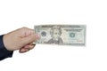 A hand holding 20 bills. Royalty Free Stock Photo