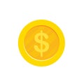 Hand holding dollar gold coin. vector illustration Royalty Free Stock Photo