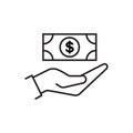 Hand holding dollar icon vector save money icon, salary money, invest finance for graphic design, logo, web site, social media, Royalty Free Stock Photo