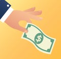 Hand holding dollar money vector illustration Royalty Free Stock Photo