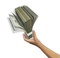 Hand holding dollars 3d rendering Royalty Free Stock Photo