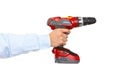 Hand holding drill Royalty Free Stock Photo