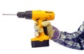 Hand holding drill Royalty Free Stock Photo
