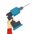 Hand holding drill. Tool for carpenter or builder Royalty Free Stock Photo
