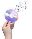 Hand holding DVD/CD with notes Royalty Free Stock Photo