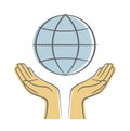 Hand holding earth. Save earth concept. Vectors symbol.