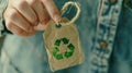 Hand Holding Eco-Friendly Tag.AI generated image Royalty Free Stock Photo