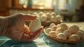 The Hand Holding Egg. AI generated Royalty Free Stock Photo