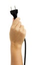 Hand holding electric plug