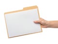 Hand holding empty file folder Royalty Free Stock Photo