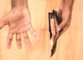 Hand holding empty wallet - recession Royalty Free Stock Photo