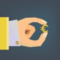 Hand holding Euro Money symbol Financial Business