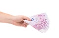 Hand holding euro notes. Royalty Free Stock Photo