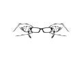 Hand holding eyeglasses. Optics logo. Vector illustration.